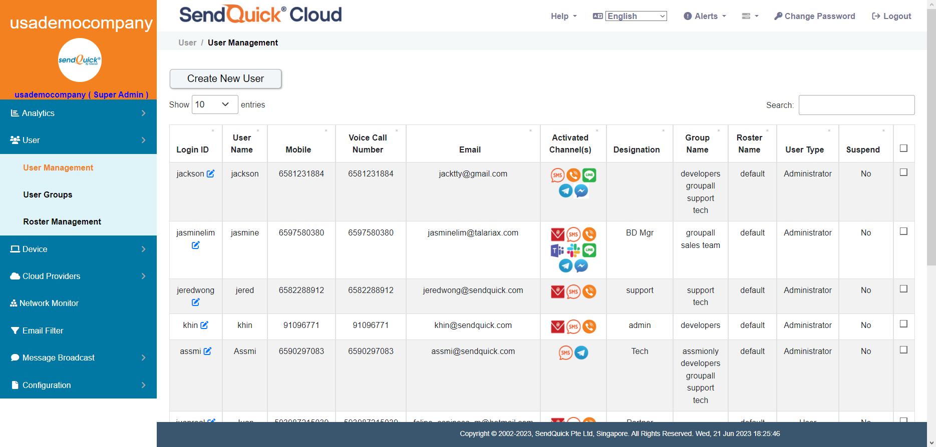screenshot of SendQuick Cloud